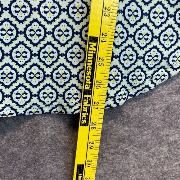 ANN TAYLOR Top Women's Large Blue Blouse Crew Neck Short Sleeve Geometric NWOT - Picture 9 of 11